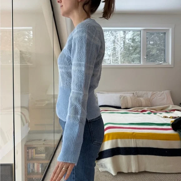 Phillip Lim Alpaca blend blue pointelle knit sweater xs-s - Picture 4 of 14